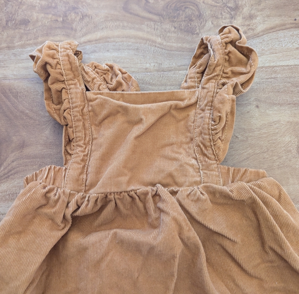 Carters Baby Girl 9 Months Tan Corduroy Pinafore Dress - Picture 2 of 5